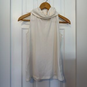Sleeveless Cream Turtle Neck Top